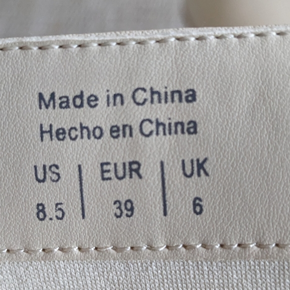 ALDO off White Leather Square Toe Side Zip Block Heel Ankle Boots Size 8.5 - Picture 5 of 8